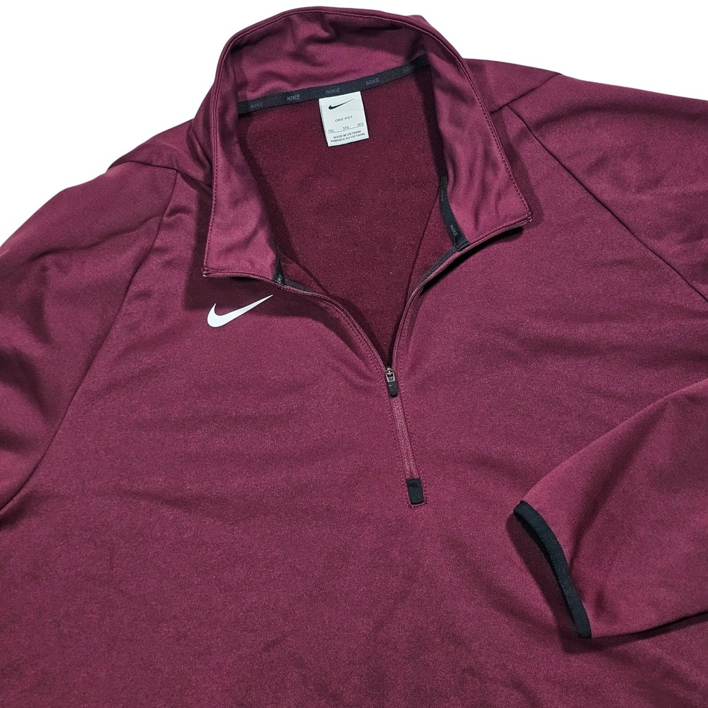 Nike 1/4 Zip Pullover Mens 3XL Burgundy Maroon Dri-FIT Fleece Performance Gym